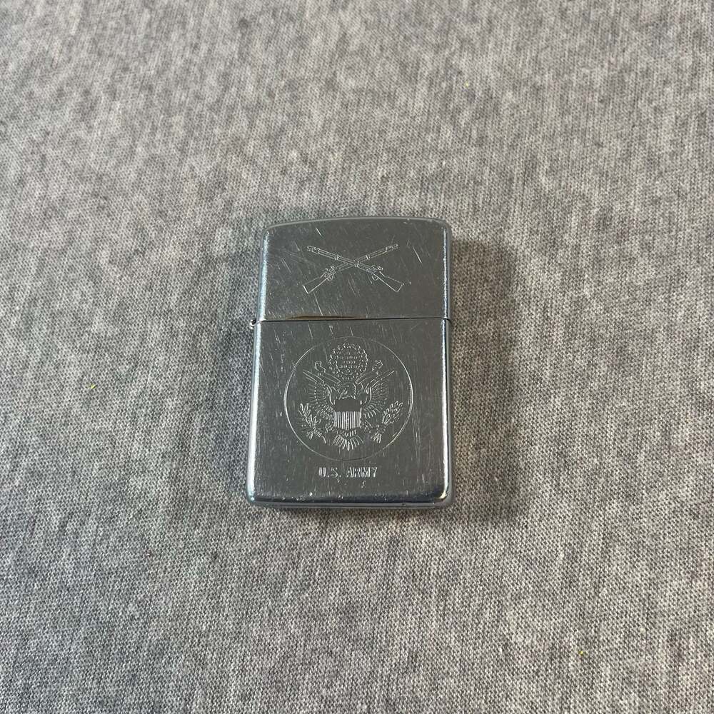 U.S. Army Infantry Brushed Chrome Zippo Lighter,Eagle Emblem/Crossed Rifles